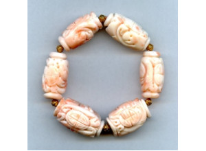 Pink Coral 21x Carved Tube Bracelet