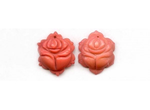 Dyed Coral 30mm Rose Pendant