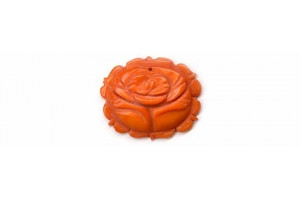 Dyed Coral 28x35 Flower Pendant