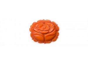 Dyed Coral 28x35 Flower Pendant