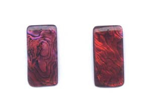 Dyed Abalone (Red) 20x40 Flat Rectangle Shell Pendant