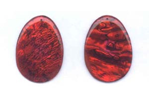 Dyed Abalone (Red) 32x45 Flat Pear Shell Pendant