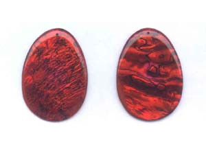 Dyed Abalone (Red) 32x45 Flat Pear Shell Pendant