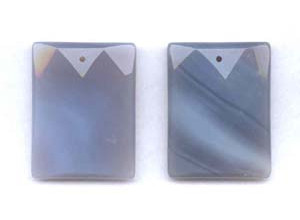 Gray Onyx 35x45 Faceted Flat Rectangle Pendant