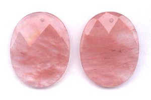 Cherry Quartz 40x50 Faceted Flat Oval Pendant