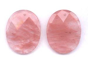 Cherry Quartz 40x50 Faceted Flat Oval Pendant