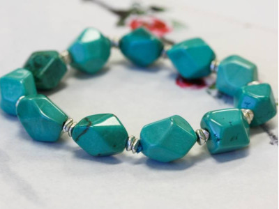 Imitation Turquoise 12x15 Faceted Nugget Bracelet