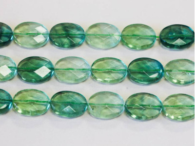 Green Fluorite 15x20 Faceted Flat Oval