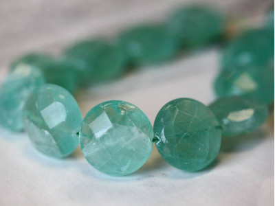 Green Fluorite 23mm Faceted Coin