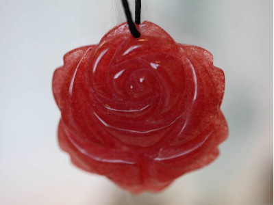 Red Jade 45mm Flower Pendant