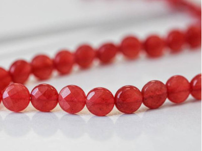 Red Jade 10mm Faceted Coin