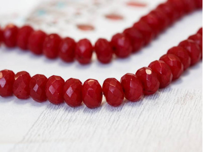 Red Jade 12mm Faceted Rondell