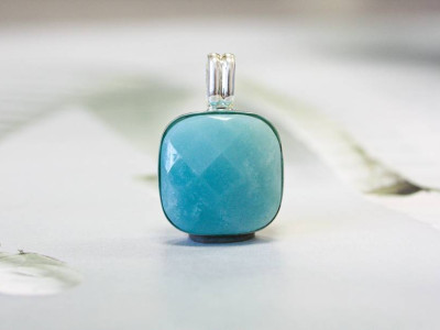 Amazonite 22x22 Square Bezel Pendant