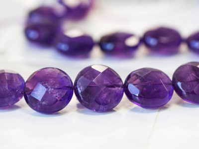 Amethyst 22mm Faceted Coin