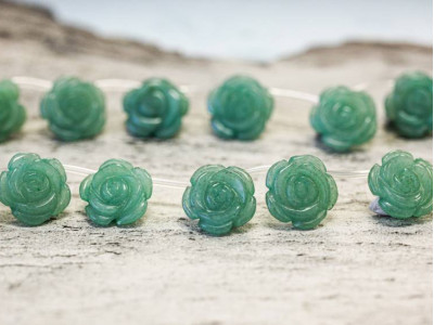 Aventurine 15mm Flower Drop