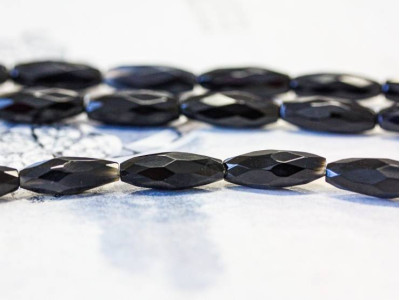 Black Onyx 6x16 Faceted Oval Rice