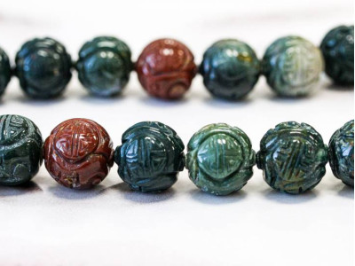 Blood Stone 16mm Carved Round