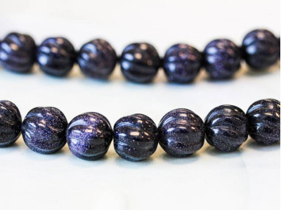 Blue Goldstone 12mm S-Corrugated Round