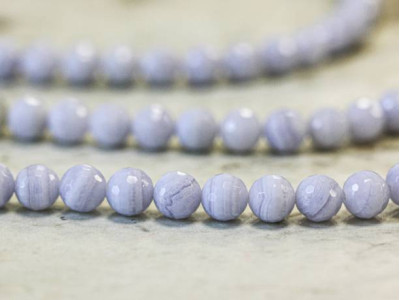 Blue Lace Agate 8mm Faceted Round