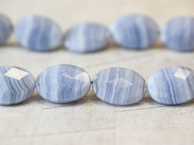 Blue Lace Agate 18x25 Faceted Flat Oval