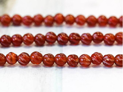 Carnelian 6mm S-Corrugated Round