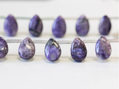 Charoite 10x15 Flat Pear Drop