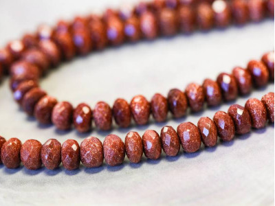 Goldstone 8mm Faceted Rondell