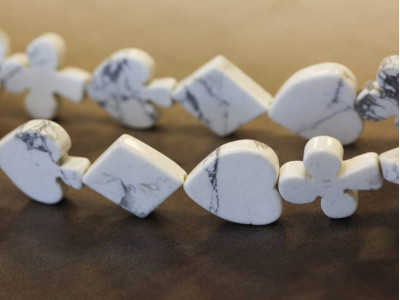 White Howlite 16-17mm Poker Suits