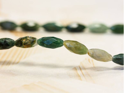 Moss Agate 6x12 Faceted Oval Rice