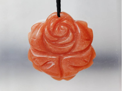 Red Aventurine 45mm Carved Flower Pendant