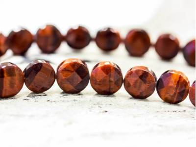 Red Tiger Eye 10mm Faceted Coin