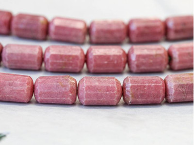 Rhodonite 8x12 Strip-faceted Tube