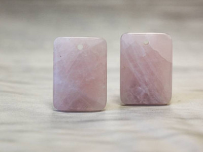 Rose Quartz 22x30 Faceted Rectangle Pendant