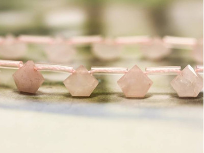 Rose Quartz 8mm Pentagon Briolette