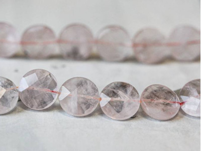 Rose Quartz 18mm Faceted Coin