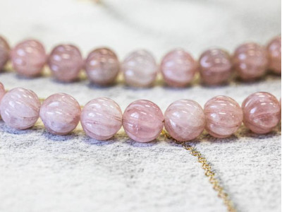 Rose Quartz 12mm Corrugated Round