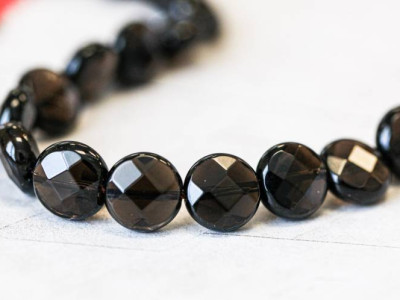 Smoky Quartz 12mm Faceted Coin