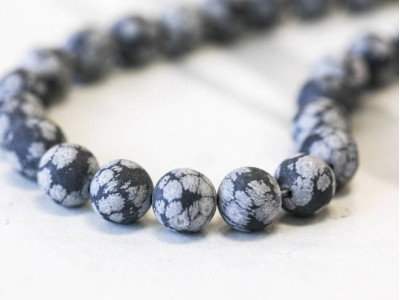 Matte Snowflake Obsidian 12mm Round