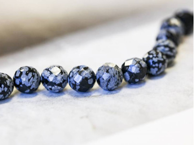 Snowflake Obsidian 10mm Faceted Round