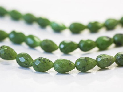 Green Jade 8x12 Faceted Teardrop