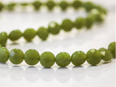 Green Jade 10mm Faceted Coin