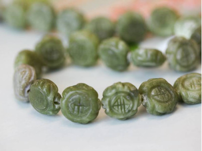 Green Jade 15mm Carved Coin