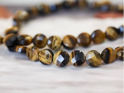 Tiger Eye 10mm Faceted Coin