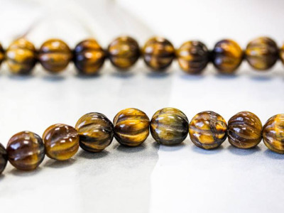 Tiger Eye 8mm Corrugated Round