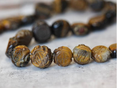 Tiger Eye 15mm Carved Coin