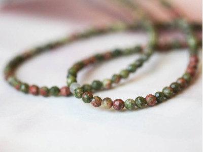 Unakite 3mm Faceted Round