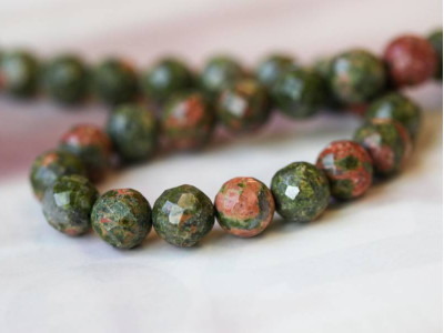 Unakite 10mm Faceted Round