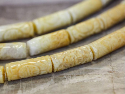 Yellow Jade 12x30 Carved Tube