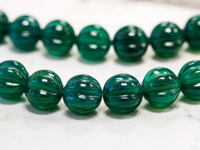 Green Onyx 12mm Corrugated Round