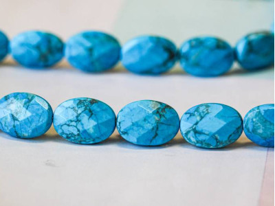 Turquoise Howlite 13x18 Faceted Flat Oval